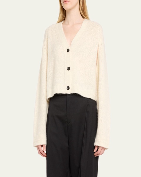 Cape-Sleeve Cashmere Crop Cardigan