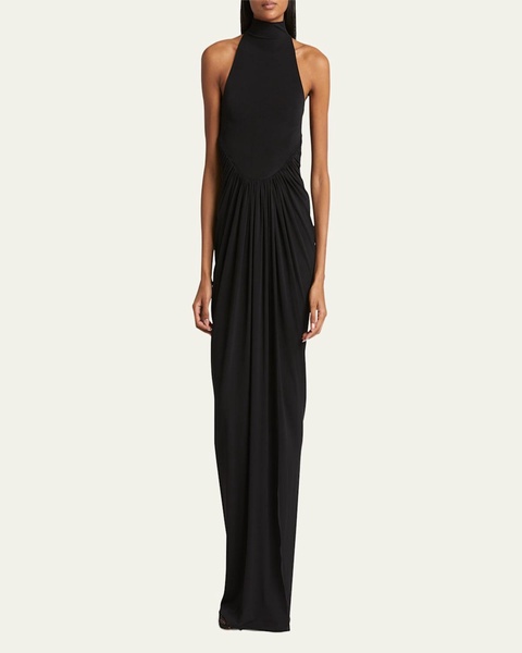 High Neck Draped Waist Gown