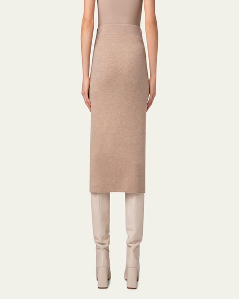 Fitted Cashmere Ribbed Midi Skirt