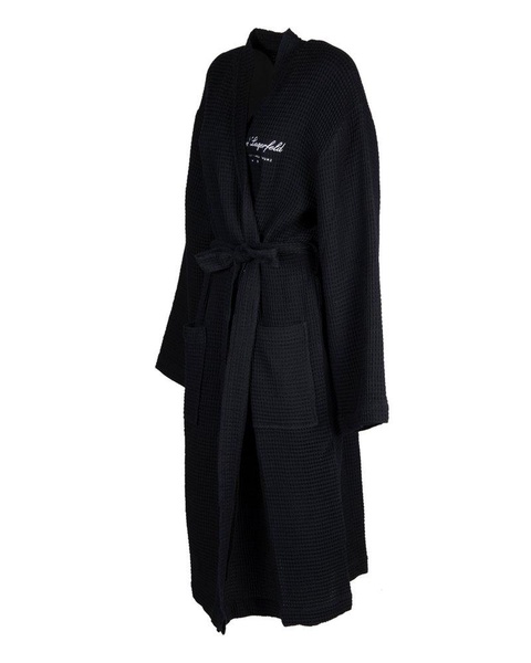 Karl Lagerfeld Hotel Karl Logo Embroidered Waffle Bathrobe