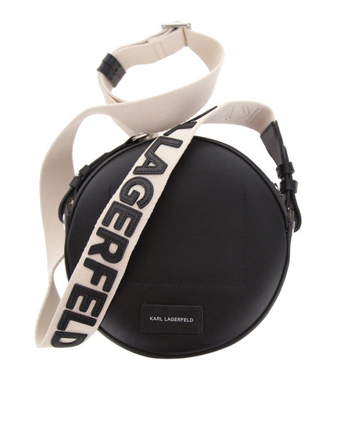 Karl Lagerfeld Logo-Perforated Circle Shoulder Bag