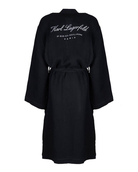 Karl Lagerfeld Hotel Karl Logo Embroidered Waffle Bathrobe