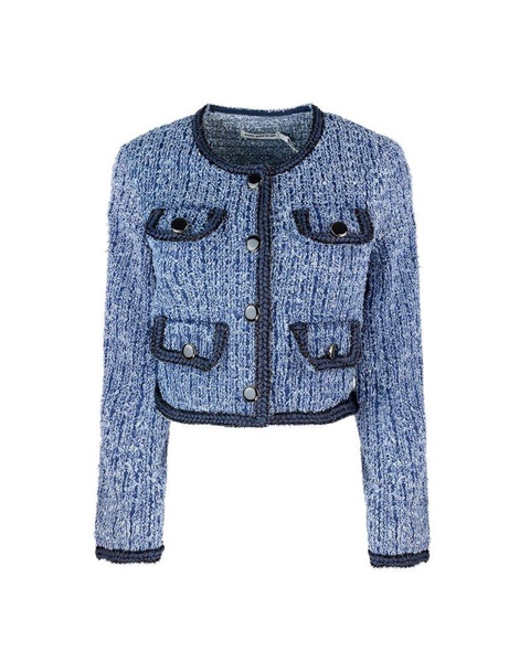 Self-Portrait Textured Denim Jacket