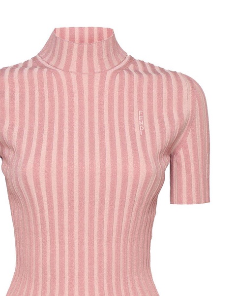 Fendi High-Neck Short Sleeved Striped Jumper