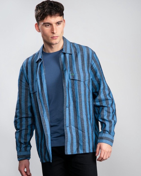 Striped Cotton and Linen Mens Shirt