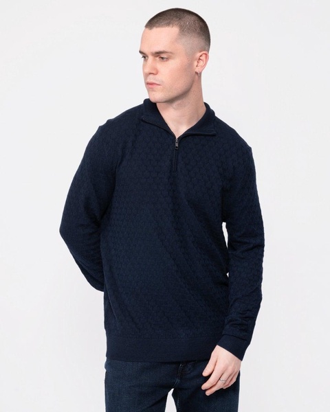 Kurnle Mens Long Sleeve T Knit Funnel Neck Jumper