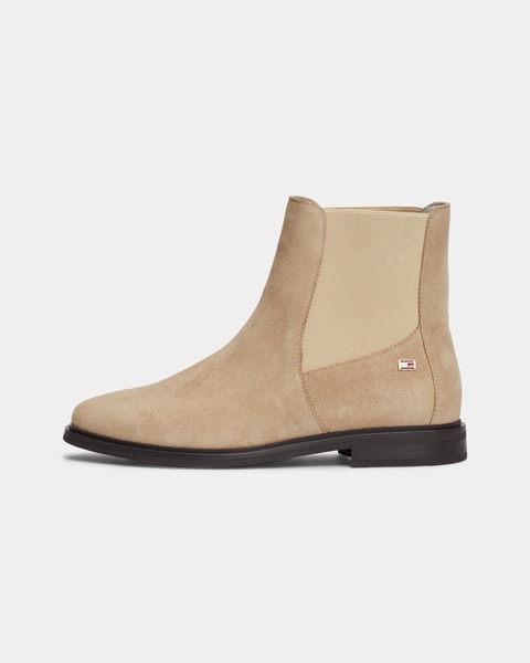 Flag Low-Heel Suede Womens Chelsea Boots