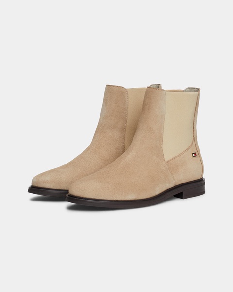 Flag Low-Heel Suede Womens Chelsea Boots