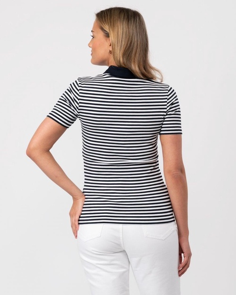 Stripe Rib Womens Slim Polo