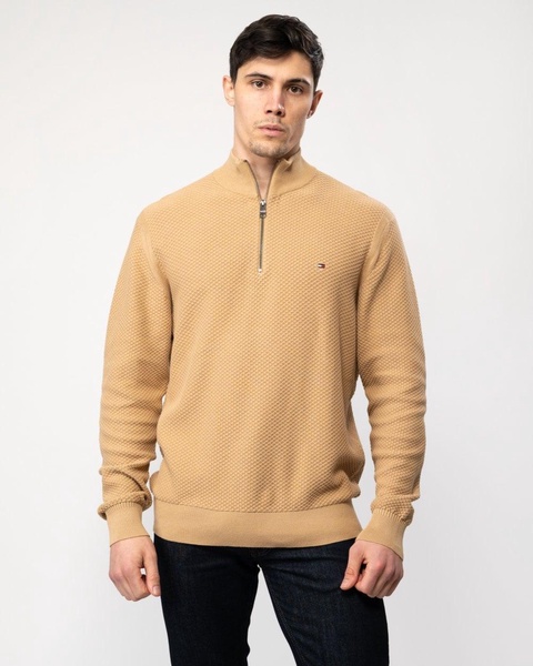 Oval Structure Half Zip Mens Mock Neck Jumper