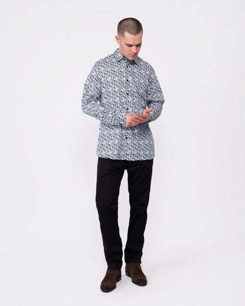 Capua Mens Long Sleeve Small Floral Shirt