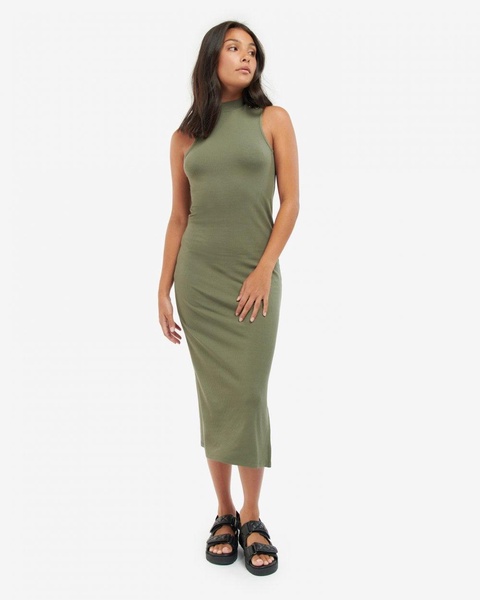 Amati Womens Long Funnel-Neck Dress