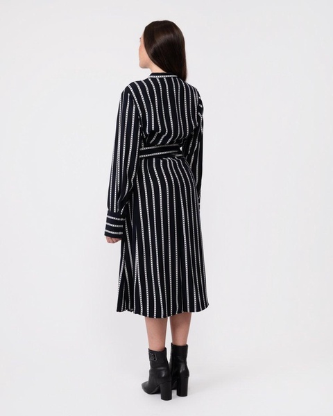 Argyle Stripe Long Sleeve Womens Midi Shirt Dress