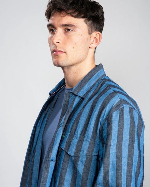 Striped Cotton and Linen Mens Shirt