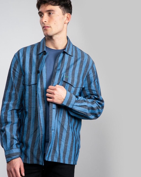 Striped Cotton and Linen Mens Shirt