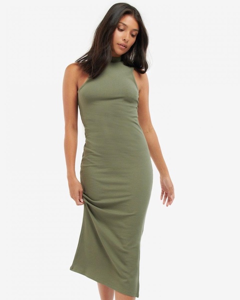 Amati Womens Long Funnel-Neck Dress