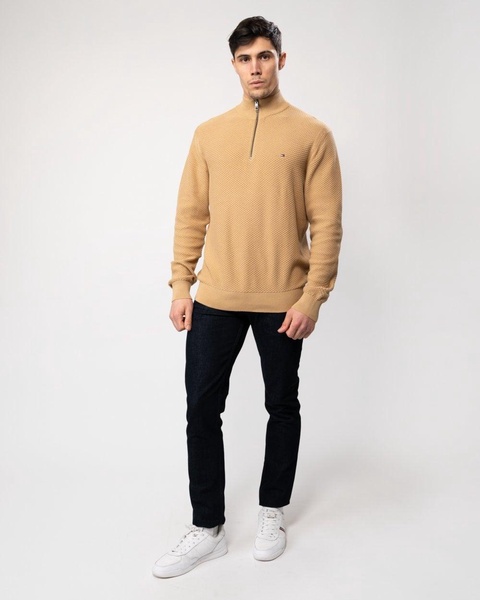 Oval Structure Half Zip Mens Mock Neck Jumper