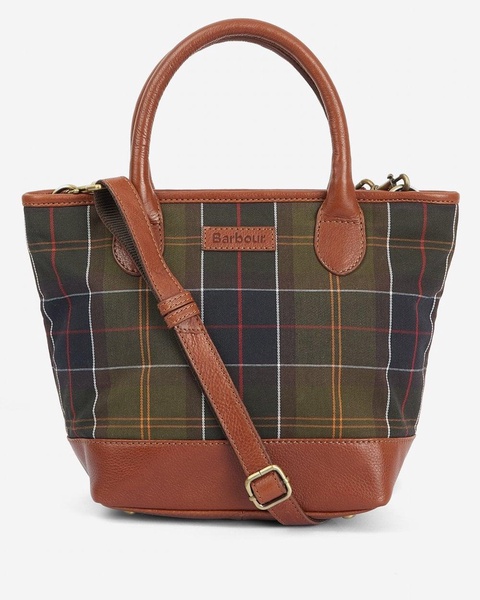 Katrine Womens Tartan Leather Tote