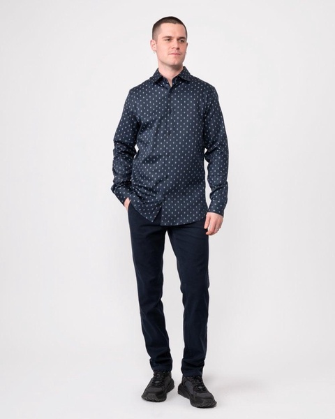 Ardea Mens Long Sleeve Geometric Print Shirt