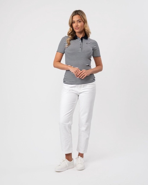 Stripe Rib Womens Slim Polo