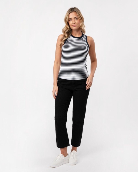 Stripe Rib Womens Slim Tank Top