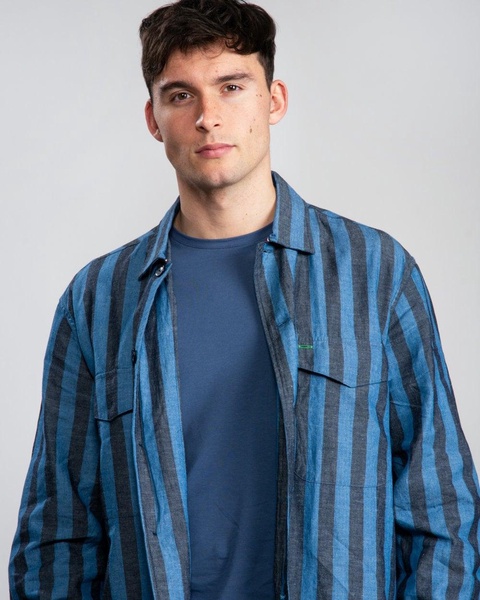 Striped Cotton and Linen Mens Shirt