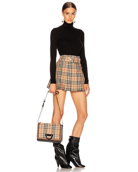 Medium D Ring Vintage Check Stud Crossbody Bag