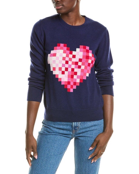 wool & cashmere-blend pixel heart jumper