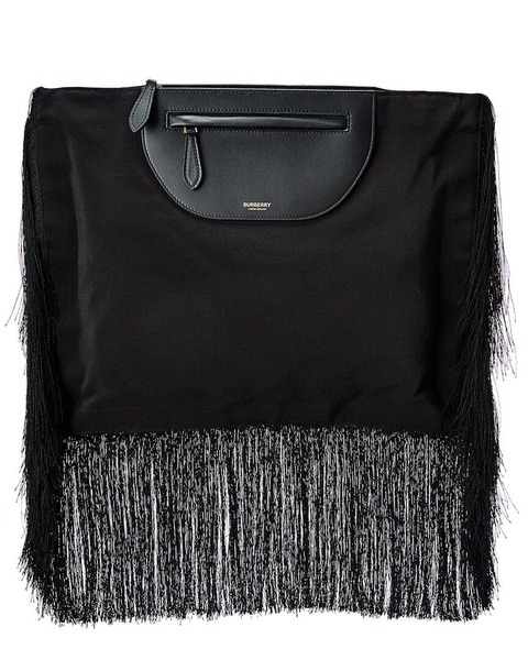 Burberry Olympia Fringe Canvas & Leather Clutch