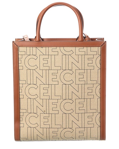 CELINE Vertical Cabas Canvas & Leather Tote