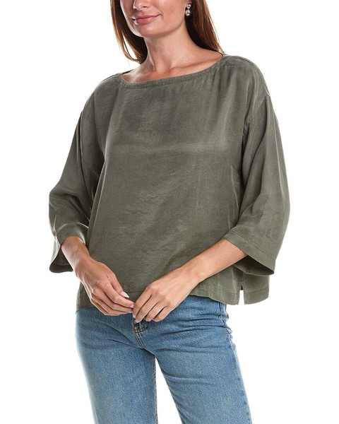 EILEEN FISHER Bateau Neck Box Top