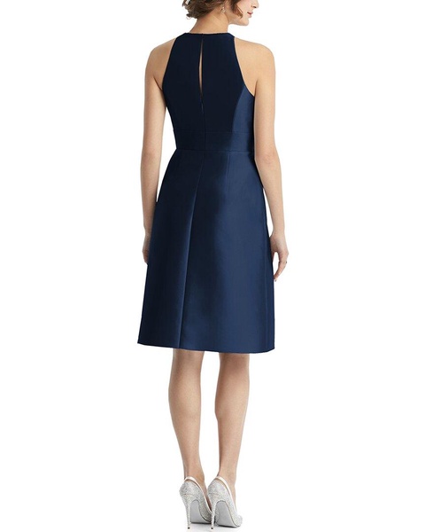 Alfred Sung High-Neck Satin Cocktail Dress