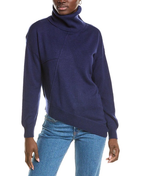 wool & cashmere-blend asymmetrical mock neck jumper