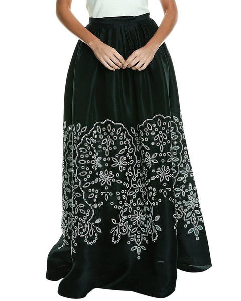 Carolina Herrera Embroidered Silk Ball Skirt