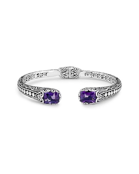 Samuel B. Silver Amethyst Bali Swirl Bangle Bracelet