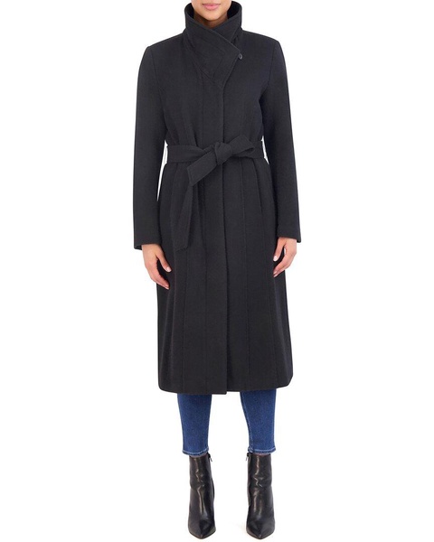 Cole Haan Slick Wool-Blend Long Zip Up Coat