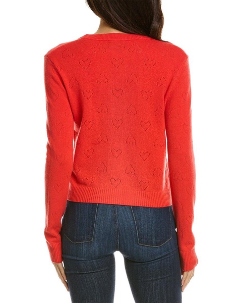 Monrow Pointelle Heart Wool & Cashmere-Blend Cardigan