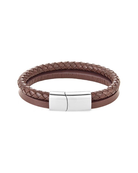 ADORNIA Stainless Steel Leather Bracelet