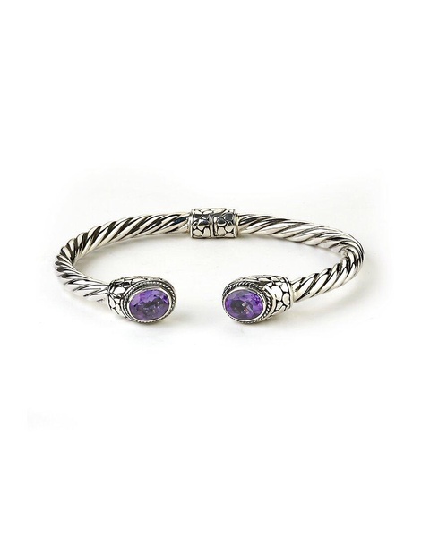 Samuel B. Silver 3.30 ct. tw. Amethyst Twisted Cable Bangle Bracelet