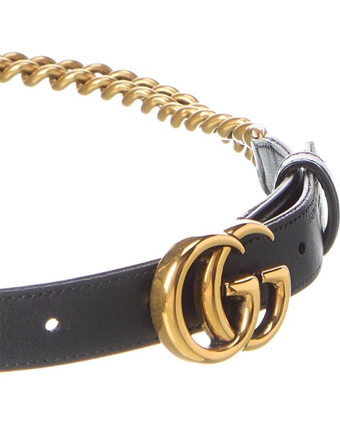 Gucci GG Marmont Thin Chain Leather Belt