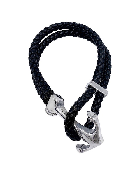 ADORNIA Stainless Steel Water Resistant Leather & Anchor Hook Bracelet