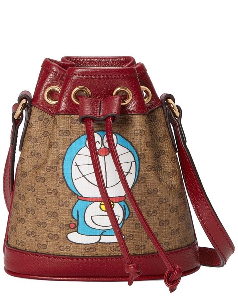 Gucci Doraemon Printed Coated Canvas & Leather Bucket Bag