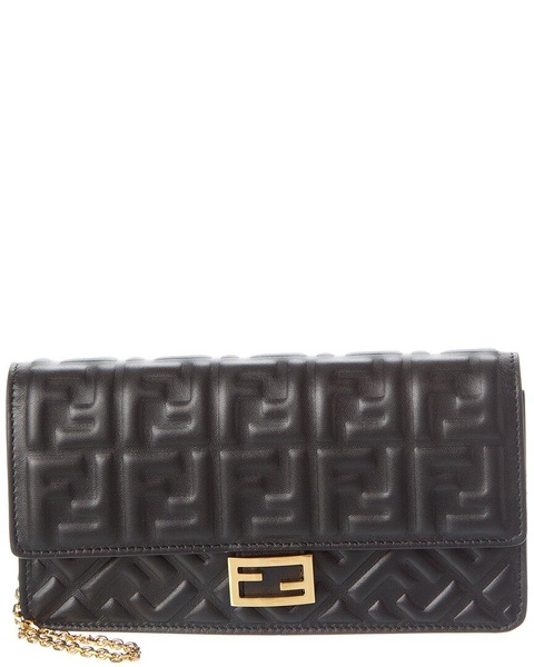 FENDI Baguette FF Leather Wallet On Chain