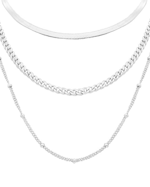 ADORNIA Stainless Steel Layered Chain Necklace