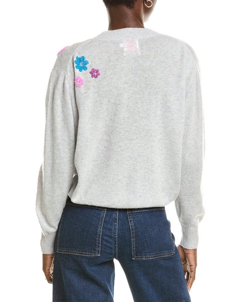 wool & cashmere-blend sequin floral v neck jumper