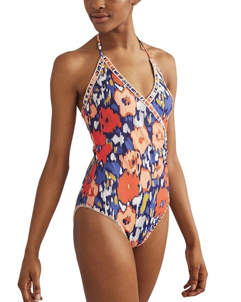 Boden Crochet Trim Wrap Swimsuit