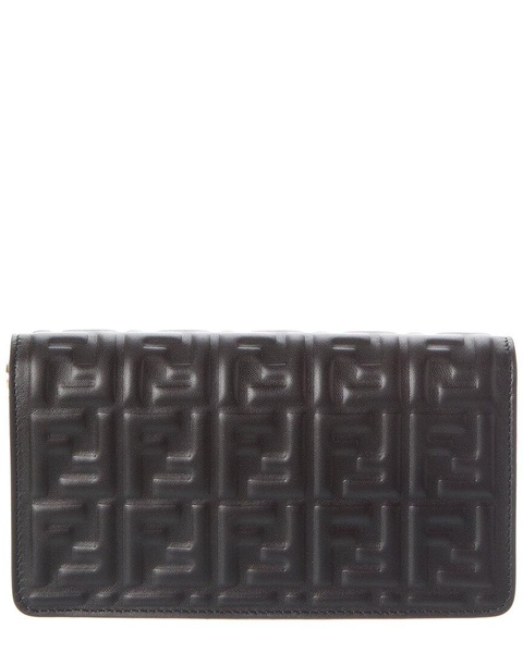 FENDI Baguette FF Leather Wallet On Chain