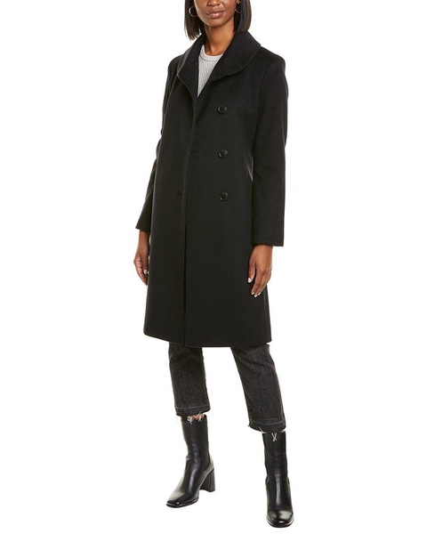 sofiacashmere Round Collar Wool & Cashmere-Blend Coat