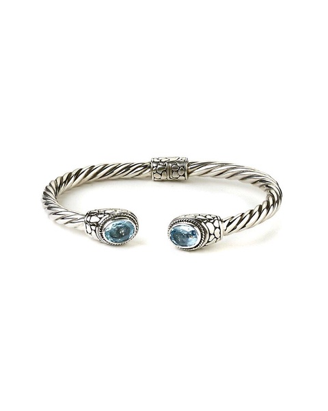 Samuel B. Silver 5.00 ct. tw. Blue Topaz Twisted Cable Bangle Bracelet