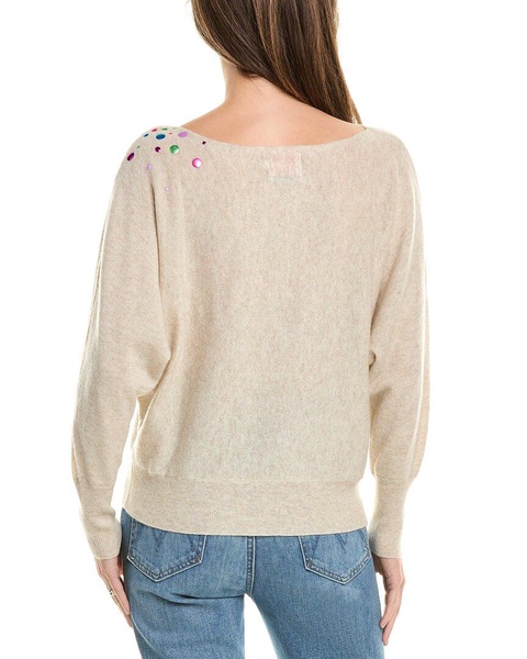 wool & cashmere-blend hot fix off shoulder jumper